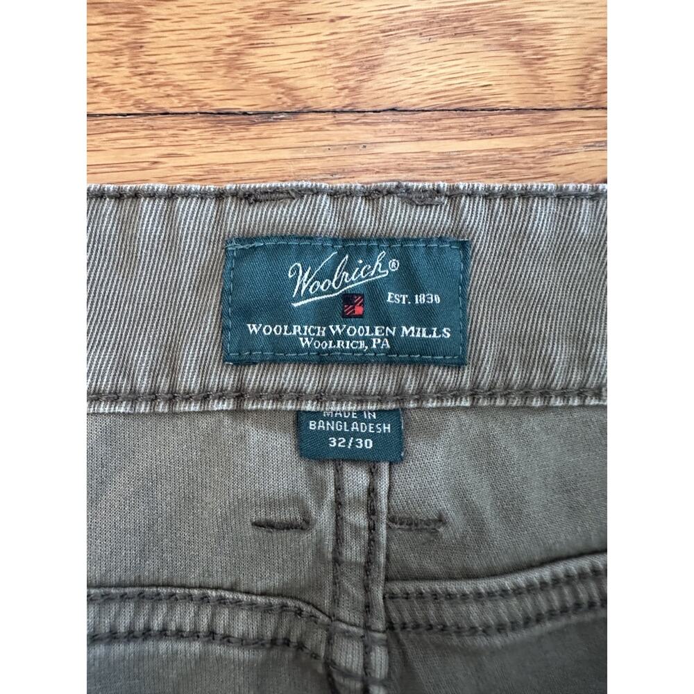 Men's Woolrich Cotton Olive Green Khaki Utility Carpenter Workwear 32/20 Pants - Picture 3 of 11